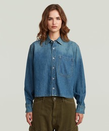 G-STAR | BOXY RELAXED ONE-POCKET SHIRT/ボクシーシルエットオーバーサイズ1ポケットクロップドデニムシャツ(シャツ/ブラウス)