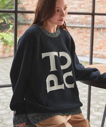 超美品❤BRIEFING ネイビー ロゴニットセーター☆ ミッキー＆フレンズ/ジャガードニットプルオーバー/Green Parks