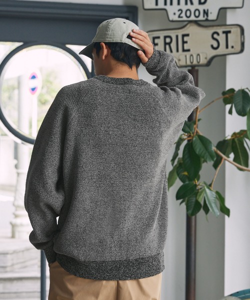 モールヤーン ジャガードロゴ 配色クルーネックニット / アンチ