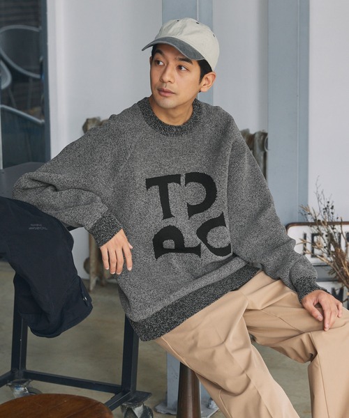 THE CRAFT CREW PRODUCTS(ザクラフトクループロダクツ)の「モールヤーン ジャガードロゴ 配色クルーネックニット / アンチピリング・マシンウォッシャブル【THE CRAFT CREW PRODUCTS】(ニット/セーター・メンズ・オフホワイト/グレー/ネイビー/グレイッシュベージュ/ブラック・L/M/S)」の12枚目の写真
