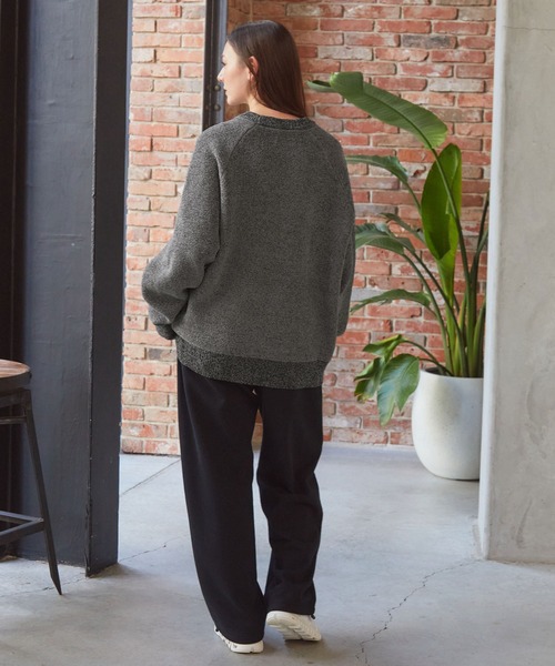 TCCPブランドロゴ モールヤーン ジャガード 配色クルーネックニット