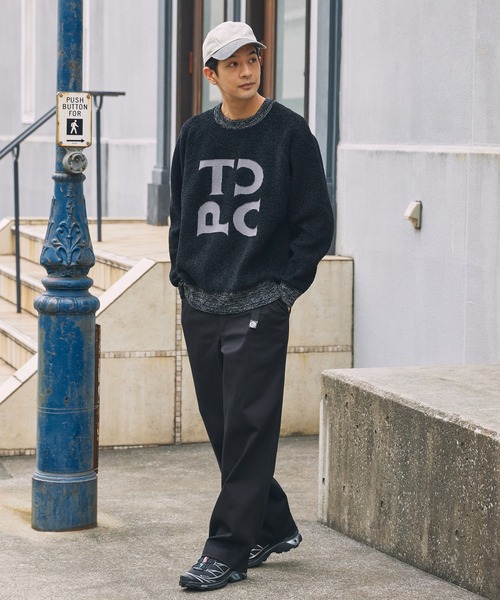 モールヤーン ジャガードロゴ 配色クルーネックニット / アンチ