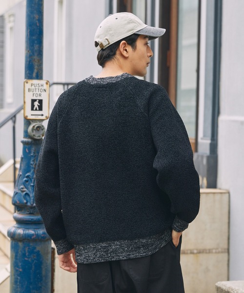 モールヤーン ジャガードロゴ 配色クルーネックニット / アンチ