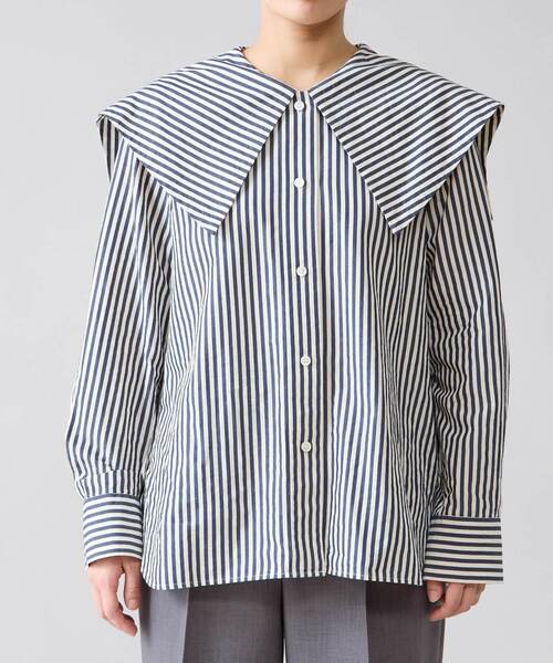 Tiara（ティアラ）の「ビッグカラーシャツブラウス（シャツ/ブラウス・レディース・ホワイト/ストライプ・FREE）」の12枚目の写真
