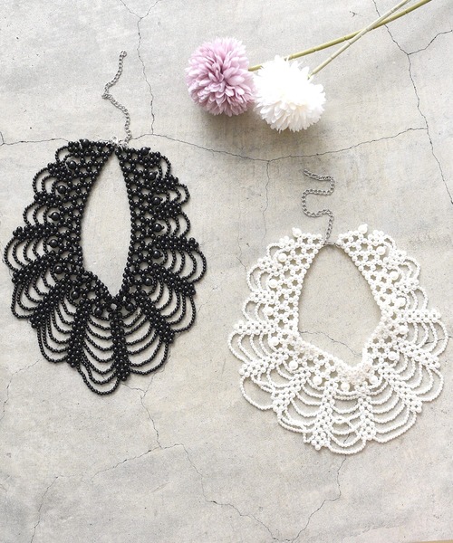 styiro（スタイロ）の「シャンデリアパールネックレス/つけ襟（ネックレス・レディース・ブラック/ホワイト系その他・FREE）」の4枚目の写真