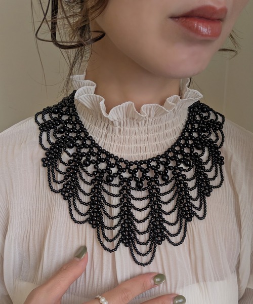 styiro（スタイロ）の「シャンデリアパールネックレス/つけ襟（ネックレス・レディース・ブラック/ホワイト系その他・FREE）」の11枚目の写真