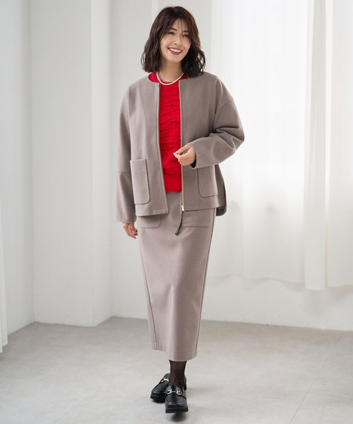 FOUND GOOD（ファウンドグッド）の「ウーリーテックLタイトスカート（スカート・レディース・ブルー系3/アイボリー/ブラック/ブラウン系3・L/S/M）」の8枚目の写真