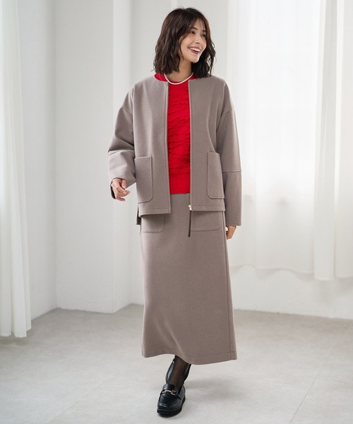 FOUND GOOD（ファウンドグッド）の「ウーリーテックLタイトスカート（スカート・レディース・ブルー系3/アイボリー/ブラック/ブラウン系3・L/S/M）」の9枚目の写真