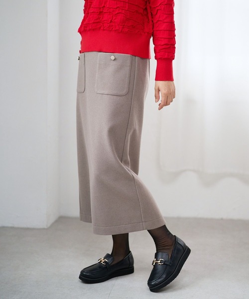 FOUND GOOD（ファウンドグッド）の「ウーリーテックLタイトスカート（スカート・レディース・ブルー系3/アイボリー/ブラック/ブラウン系3・L/S/M）」の10枚目の写真