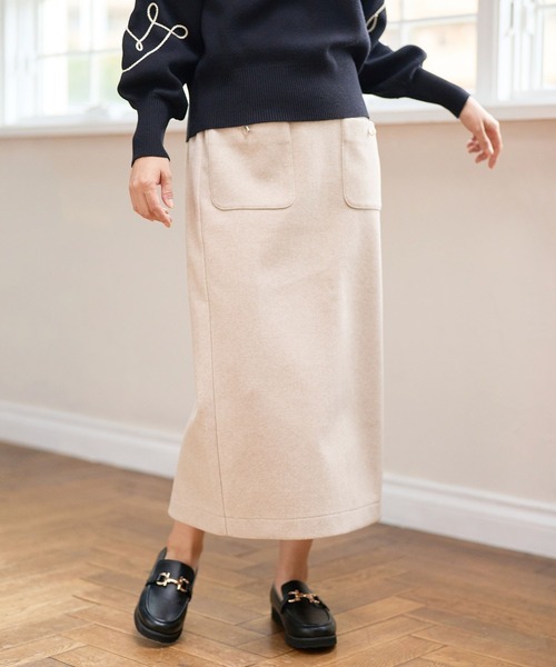 FOUND GOOD（ファウンドグッド）の「ウーリーテックLタイトスカート（スカート・レディース・ブルー系3/アイボリー/ブラック/ブラウン系3・L/S/M）」の13枚目の写真