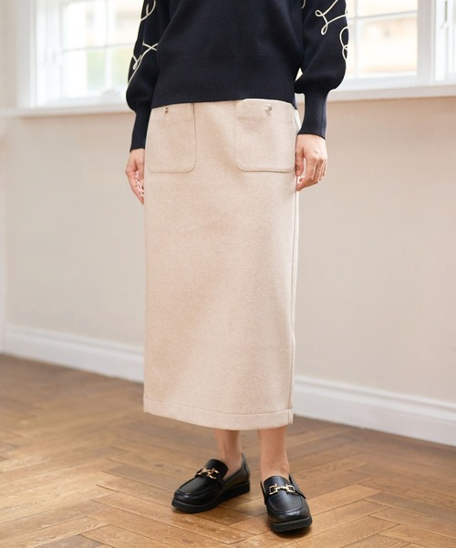 FOUND GOOD（ファウンドグッド）の「ウーリーテックLタイトスカート（スカート・レディース・ブルー系3/アイボリー/ブラック/ブラウン系3・L/S/M）」の14枚目の写真