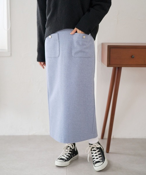 FOUND GOOD（ファウンドグッド）の「ウーリーテックLタイトスカート（スカート・レディース・ブルー系3/アイボリー/ブラック/ブラウン系3・L/S/M）」の16枚目の写真