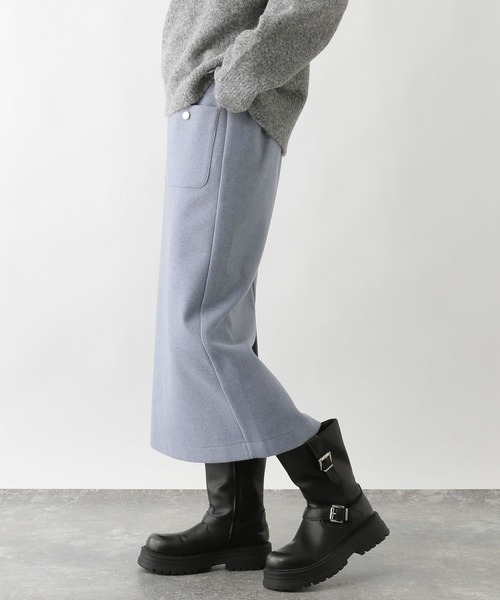 FOUND GOOD（ファウンドグッド）の「ウーリーテックLタイトスカート（スカート・レディース・ブルー系3/アイボリー/ブラック/ブラウン系3・L/S/M）」の21枚目の写真