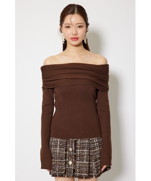 rienda（リエンダ）の「オフショルギャザーニットトップス 秋服 冬服（ニット/セーター・レディース・ライトピンク/ブラウン/ホワイト/ブラック/グレー/バーガンディー・FREE）」の20枚目の写真