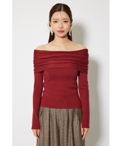 rienda（リエンダ）の「オフショルギャザーニットトップス 秋服 冬服（ニット/セーター・レディース・ライトピンク/ブラウン/ホワイト/ブラック/グレー/バーガンディー・FREE）」の7枚目の写真