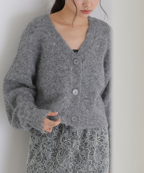 La TOTALITE（ラトータリテ）の「【洗える】Vネックコンパクトカーディガン（カーディガン/ボレロ・レディース・チャコールグレー/ホワイト/ブルー系その他・FREE）」の3枚目の写真