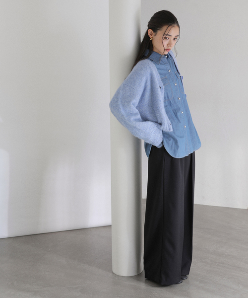 La TOTALITE（ラトータリテ）の「【洗える】Vネックコンパクトカーディガン（カーディガン/ボレロ・レディース・チャコールグレー/ホワイト/ブルー系その他・FREE）」の18枚目の写真