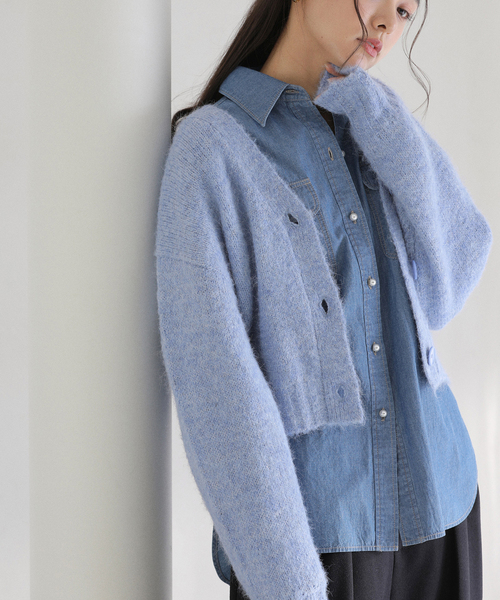 La TOTALITE（ラトータリテ）の「【洗える】Vネックコンパクトカーディガン（カーディガン/ボレロ・レディース・チャコールグレー/ホワイト/ブルー系その他・FREE）」の20枚目の写真