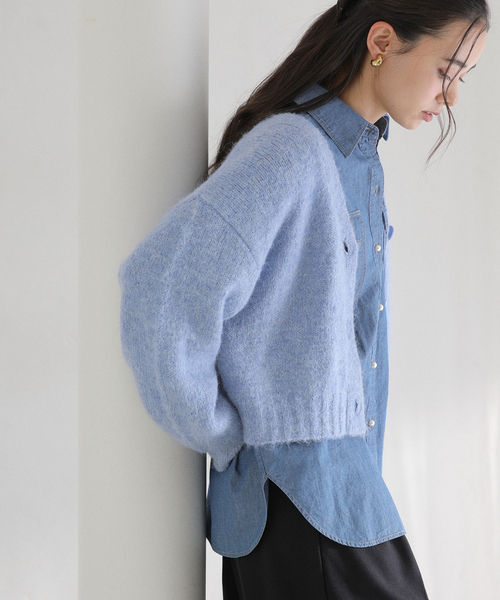 La TOTALITE（ラトータリテ）の「【洗える】Vネックコンパクトカーディガン（カーディガン/ボレロ・レディース・チャコールグレー/ホワイト/ブルー系その他・FREE）」の21枚目の写真