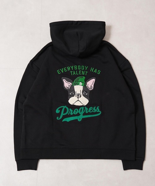 フレンチブルドッグ サガラ刺繍 ジップパーカー / French Bulldog