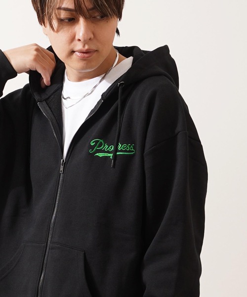 セール】フレンチブルドッグ サガラ刺繍 ジップパーカー / French