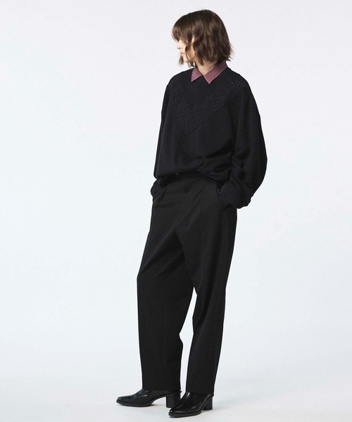 MAISON SPECIAL（メゾンスペシャル）の「《UNISEX》Lace Knit V-Switching Combination Sweat Crew Neck Pullover/レース編みＶ切替コンビネーションスウェットクルーネックプルオーバー【MAISON SPECIAL/メゾンスペシャル】（スウェット・メンズ・チャコールグレー/アイボリー/ブラック・0/1/2）」の8枚目の写真