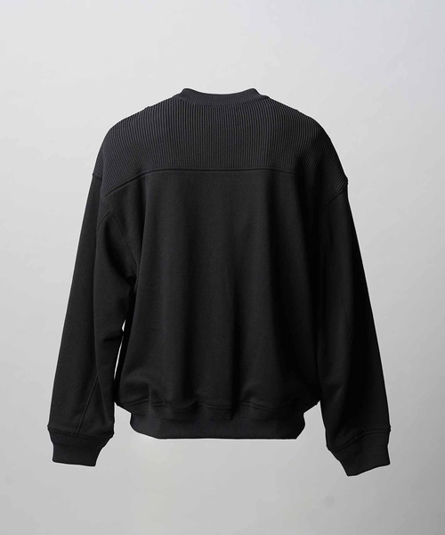 UNISEX》Lace Knit V-Switching Combination Sweat Crew Neck Pullover