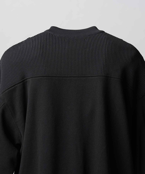 UNISEX》Lace Knit V-Switching Combination Sweat Crew Neck Pullover