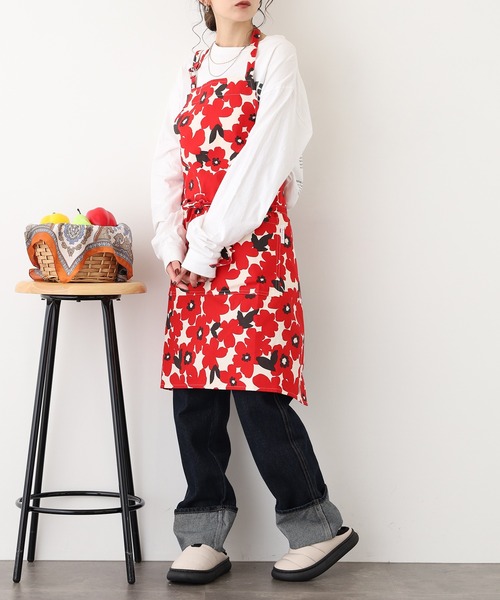 フラワープリントショートエプロン（エプロン）｜l'atelier Nuuit