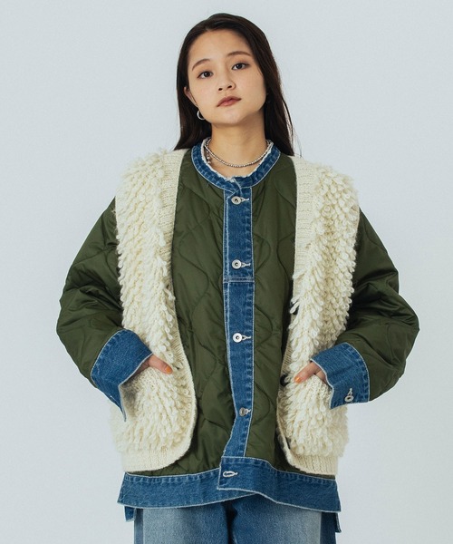 ROSE BUD（ローズバッド）の「NEPAL FRINGE KNIT（ベスト・レディース・オフホワイト/ブラック・ONE SIZE）」の3枚目の写真