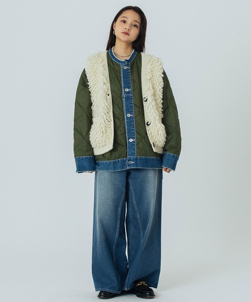 ROSE BUD（ローズバッド）の「NEPAL FRINGE KNIT（ベスト・レディース・オフホワイト/ブラック・ONE SIZE）」の5枚目の写真