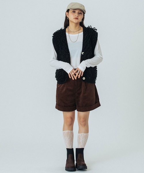 ROSE BUD（ローズバッド）の「NEPAL FRINGE KNIT（ベスト・レディース・オフホワイト/ブラック・ONE SIZE）」の11枚目の写真