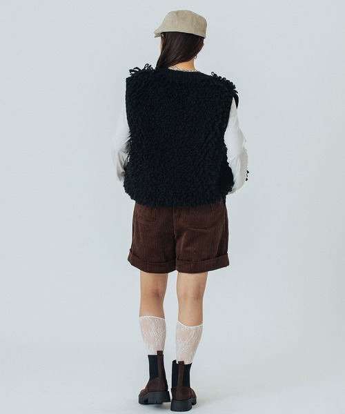 ROSE BUD（ローズバッド）の「NEPAL FRINGE KNIT（ベスト・レディース・オフホワイト/ブラック・ONE SIZE）」の15枚目の写真