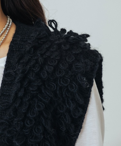 ROSE BUD（ローズバッド）の「NEPAL FRINGE KNIT（ベスト・レディース・オフホワイト/ブラック・ONE SIZE）」の17枚目の写真
