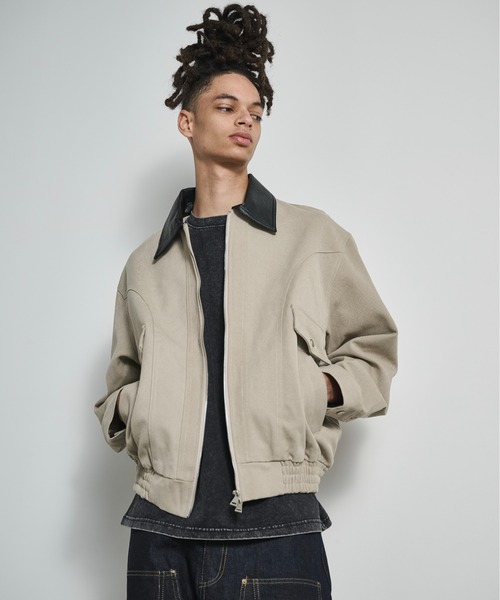 Faux Leather Collar Duck Jacket / 襟切替ダックジャケット（ブルゾン