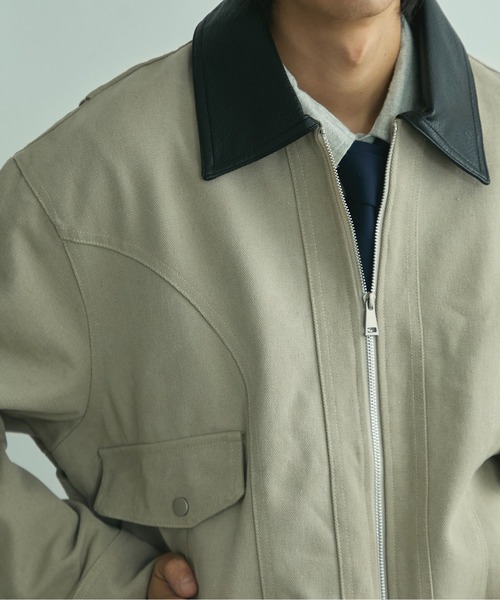 Faux Leather Collar Duck Jacket / 襟切替ダックジャケット（ブルゾン