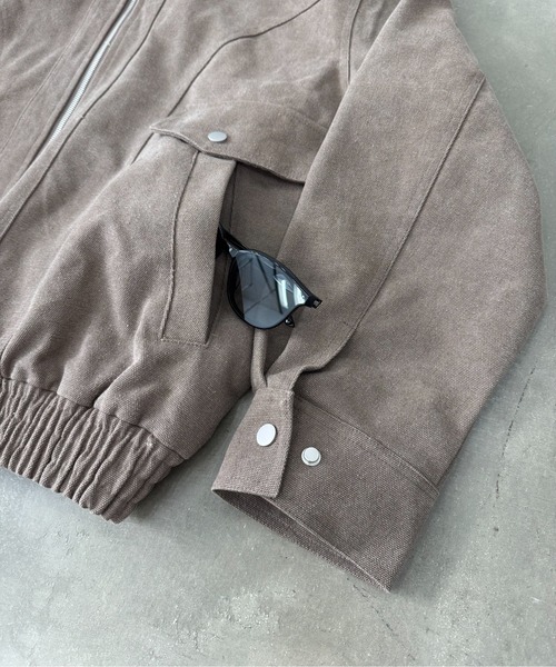 BLANK HOTEL（ブランクホテル）の「Faux Leather Collar Duck Jacket / 襟切替ダックジャケット（ブルゾン・メンズ・ベージュ/ブラウン/ブラック・L/M/S）」の8枚目の写真