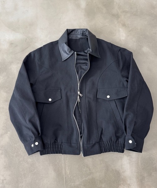 BLANK HOTEL（ブランクホテル）の「Faux Leather Collar Duck Jacket / 襟切替ダックジャケット（ブルゾン・メンズ・ベージュ/ブラウン/ブラック・L/M/S）」の11枚目の写真