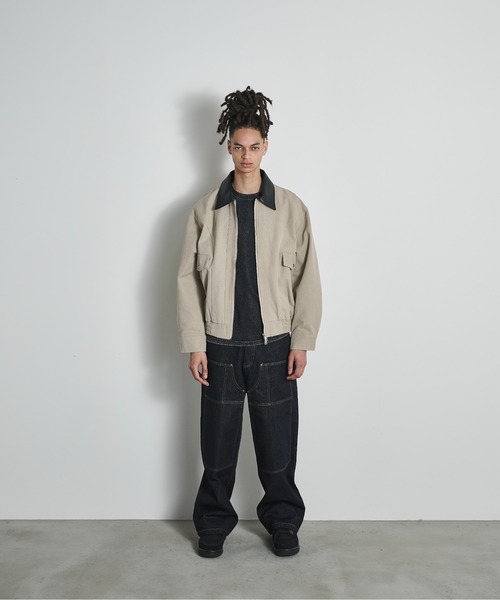 BLANK HOTEL（ブランクホテル）の「Faux Leather Collar Duck Jacket / 襟切替ダックジャケット（ブルゾン・メンズ・ベージュ/ブラウン/ブラック・L/M/S）」の16枚目の写真