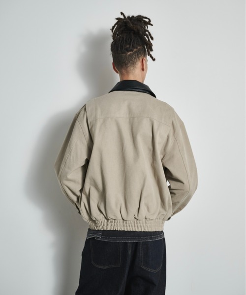 BLANK HOTEL（ブランクホテル）の「Faux Leather Collar Duck Jacket / 襟切替ダックジャケット（ブルゾン・メンズ・ベージュ/ブラウン/ブラック・L/M/S）」の14枚目の写真