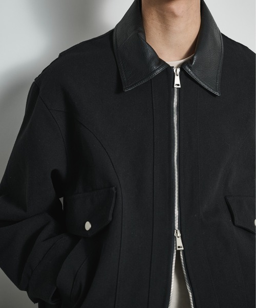 Faux Leather Collar Duck Jacket / 襟切替ダックジャケット（ブルゾン