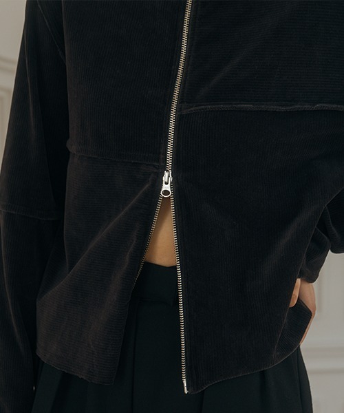 CREDONA(クレドナ)の「TERRA VELOUR FIT ZIP TOPS/テラベロアフィットジップトップス(Tシャツ/カットソー・レディース・チャコールグレー/キャメル・FREE)」の12枚目の写真