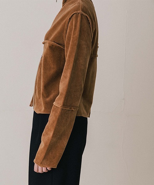 CREDONA(クレドナ)の「TERRA VELOUR FIT ZIP TOPS/テラベロアフィットジップトップス(Tシャツ/カットソー・レディース・チャコールグレー/キャメル・FREE)」の17枚目の写真