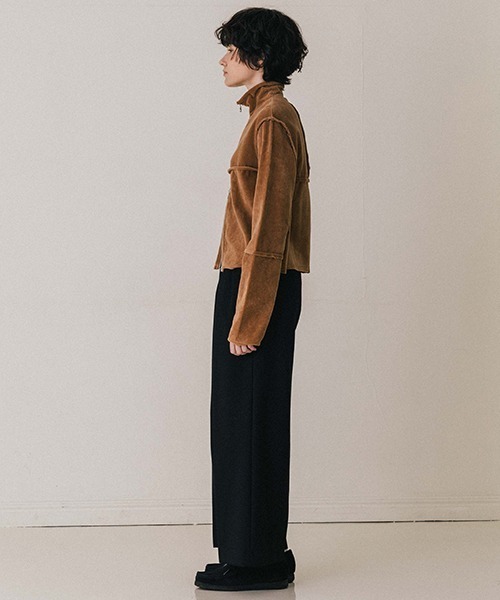 CREDONA(クレドナ)の「TERRA VELOUR FIT ZIP TOPS/テラベロアフィットジップトップス(Tシャツ/カットソー・レディース・チャコールグレー/キャメル・FREE)」の21枚目の写真