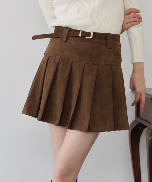 ベルトSETスウェードプリーツミニスカート（スカート）｜BLUEEAST
