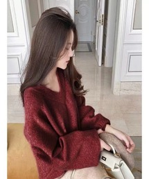 V ネックデザイン ニットセーター