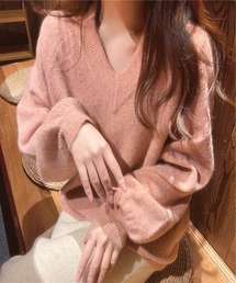 V ネックデザイン ニットセーター