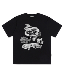 スケートボーダーフレンズプリントオーバーサイズ半袖Tシャツブラック