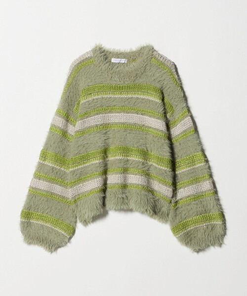 A DAY IN THE LIFE UNITED ARROWS（アデイインザライフユナイテッドアローズ）の「フェザー マルチボーダーニット ＜A DAY IN THE LIFE＞（ニット/セーター・レディース・ブラウン系/オフホワイト/グレー系/ライム・FREE）」の4枚目の写真