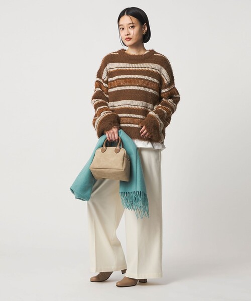 A DAY IN THE LIFE UNITED ARROWS（アデイインザライフユナイテッドアローズ）の「フェザー マルチボーダーニット ＜A DAY IN THE LIFE＞（ニット/セーター・レディース・ブラウン系/オフホワイト/グレー系/ライム・FREE）」の7枚目の写真